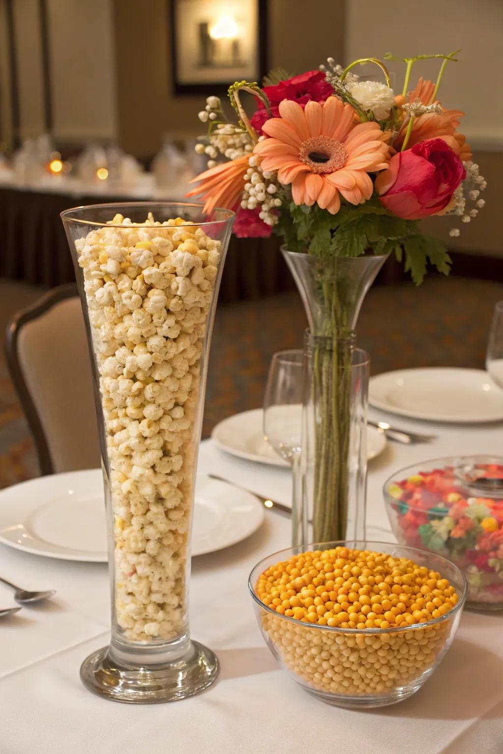 Crispy puff centerpieces add surface and shade to any table arrangement.