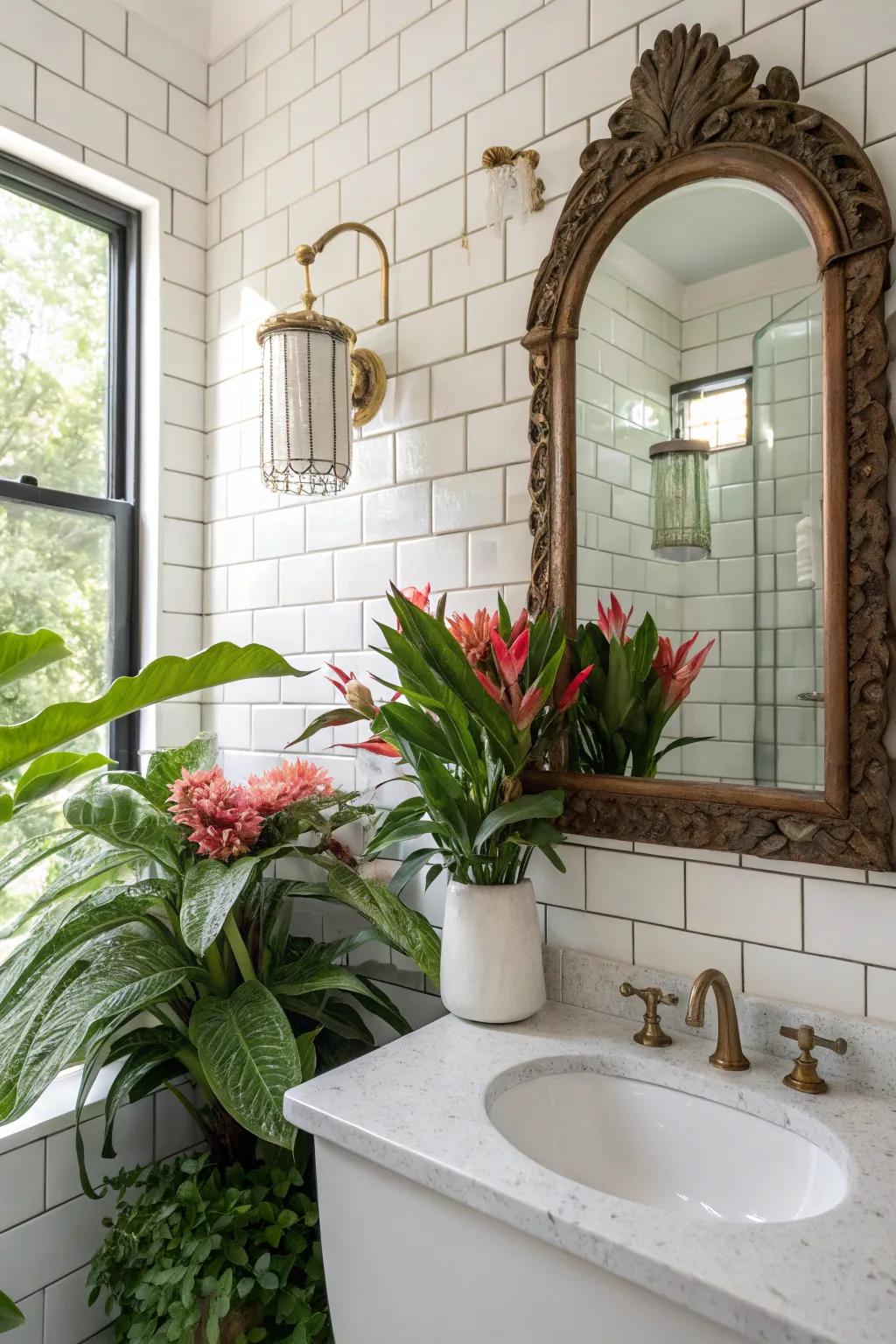 Vintage metro squares furnish an ageless foundation for dynamic ornamental embellishments.