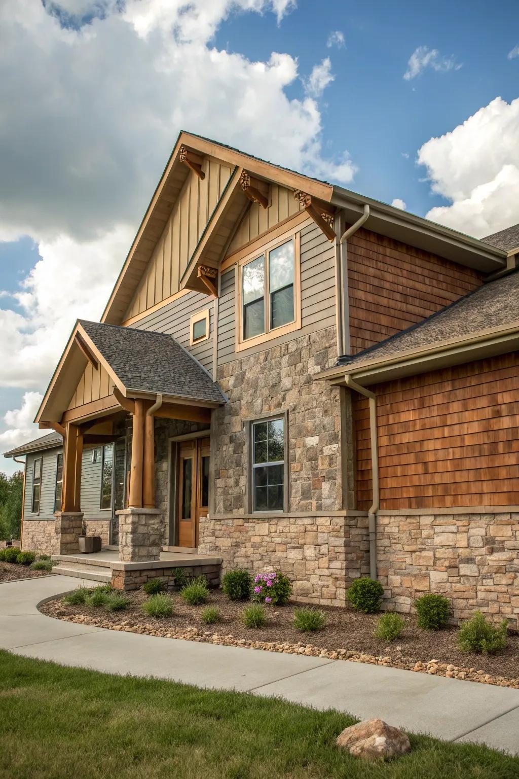 A fusion of resources introduces dimension and intrigue to this ranch-style dwelling.