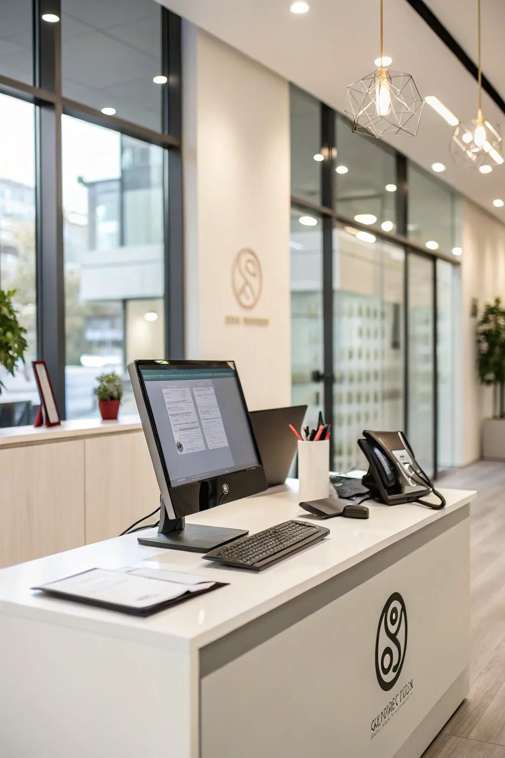 A flawless integration of corporate identity into the welcome design.