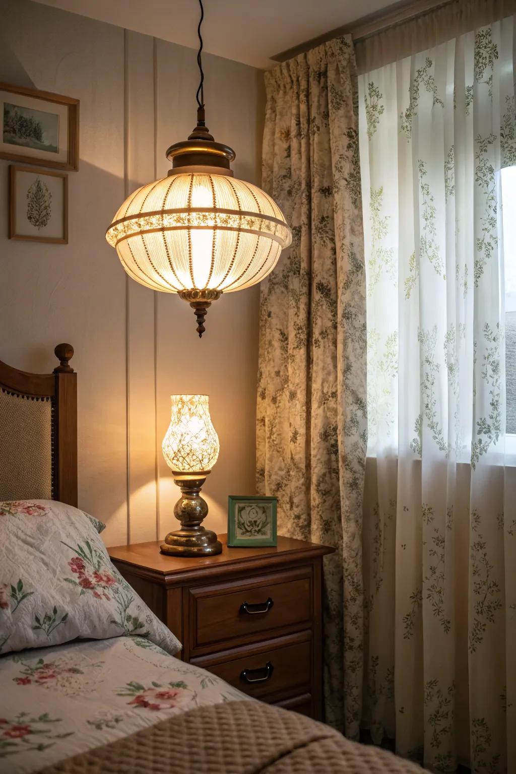 Retro lighting shapes the atmosphere.