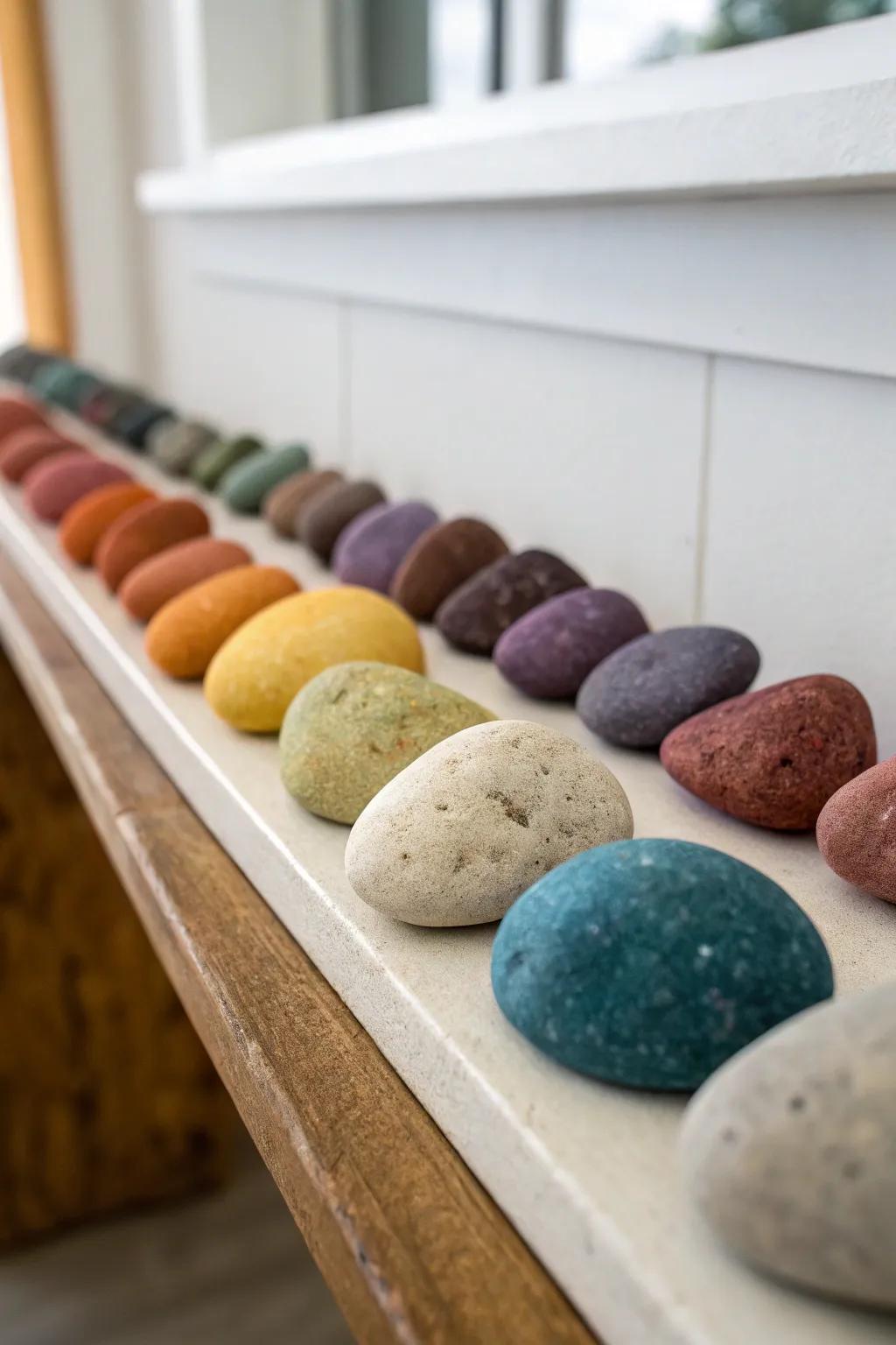 Color-coordinated rocks for a visually appealing display