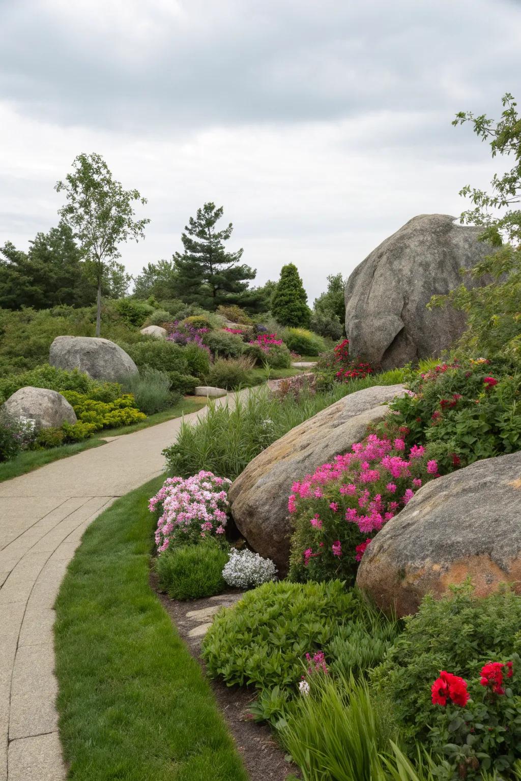 Grand ornamental massifs creating an impressive garden focal point.