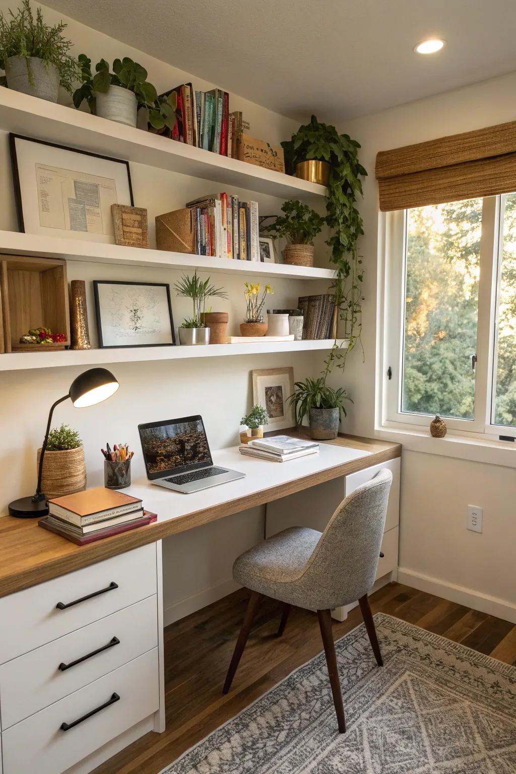 A home office addition designates a focused area for professional tasks.