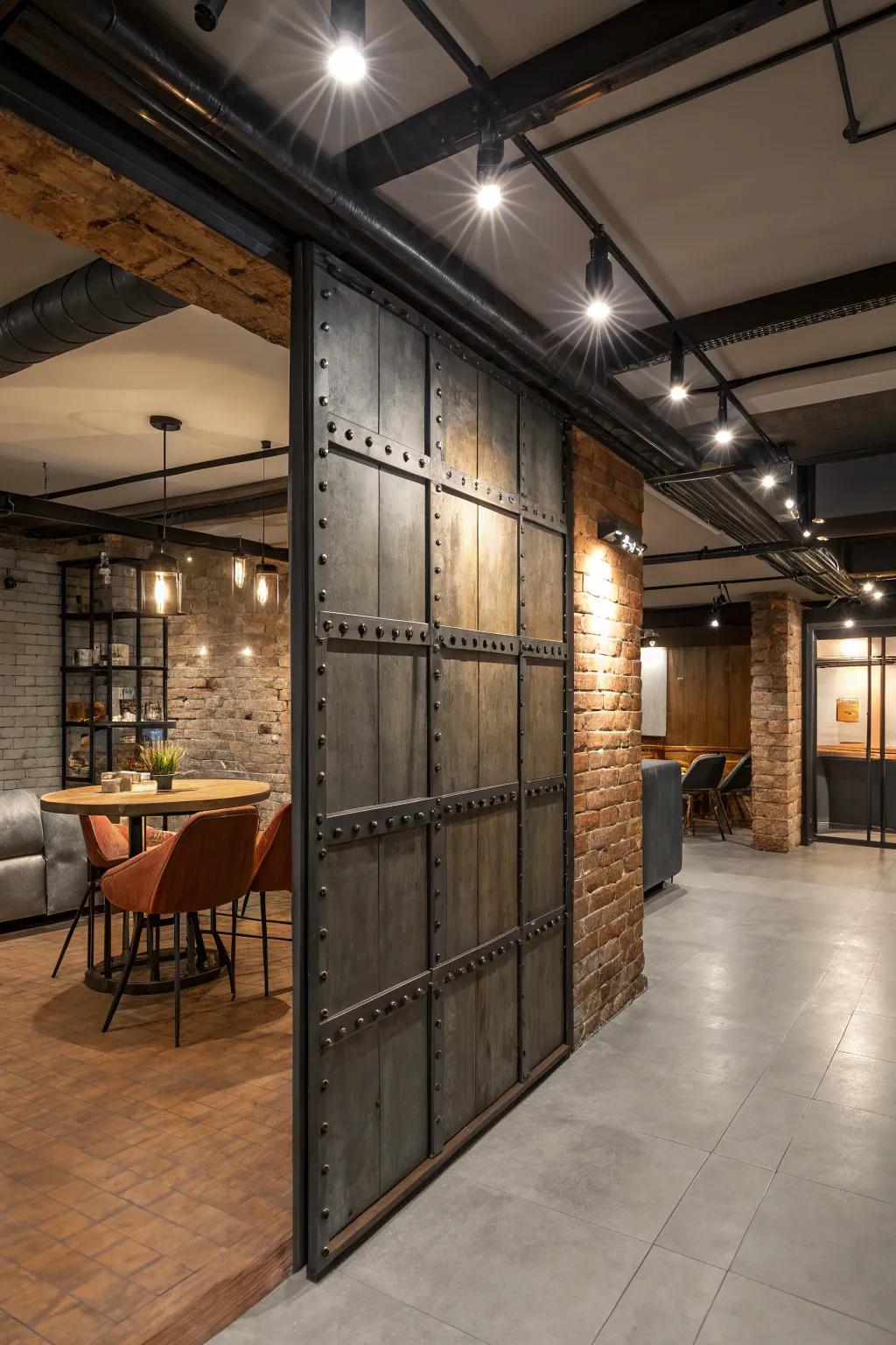 Industrial partitions append a unique edge to your basement.