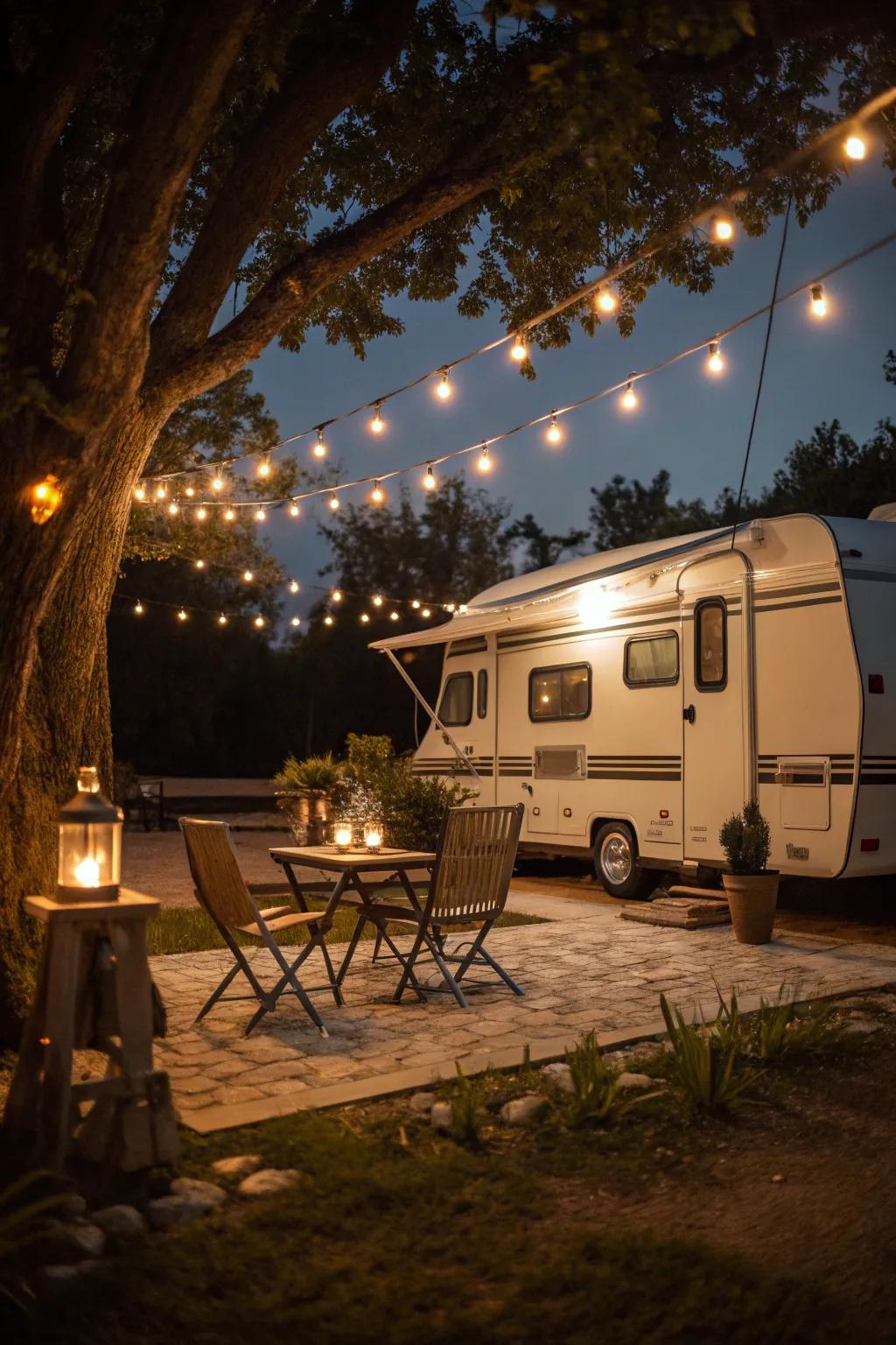 Decorative lighting sets the mood for enchanting evenings.