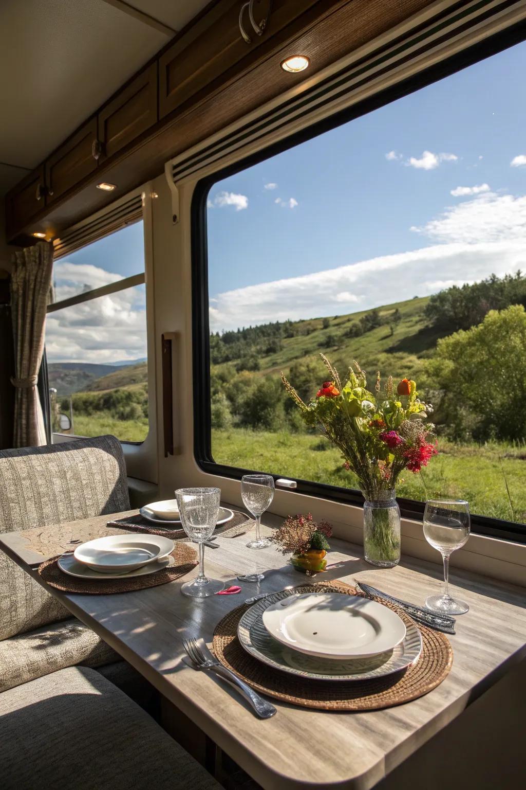 Savor meals accompanied by scenic views by situating your surface proximate to a vista point.