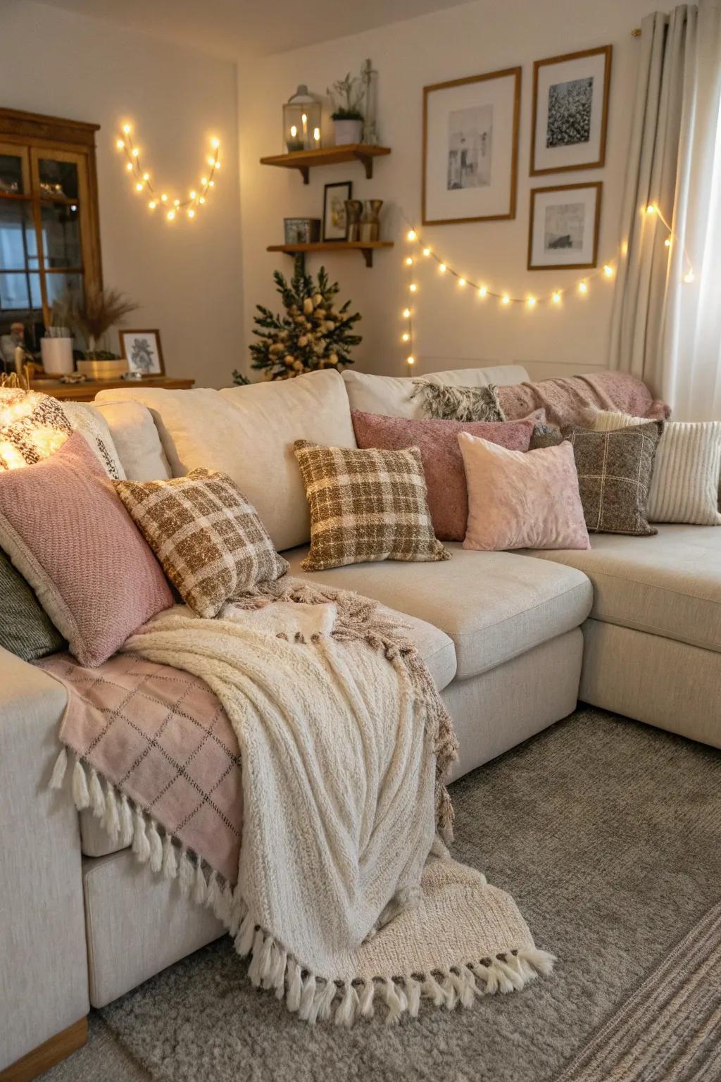 Delicate textures boost the comfort and appeal of your sectional.