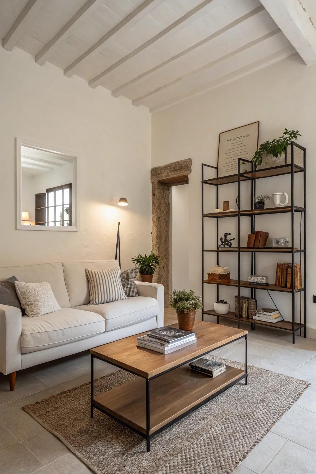 Minimalist furnishings establish a streamlined and uncluttered aesthetic.