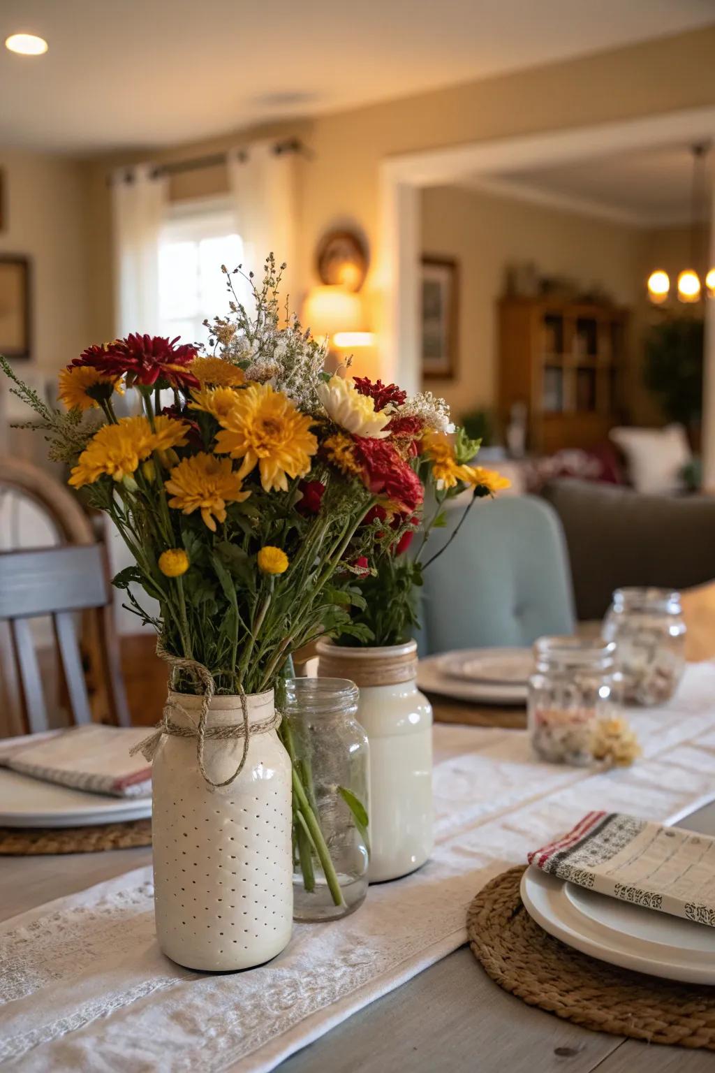 Daily items, such as canning jars, bring a delightful charm.