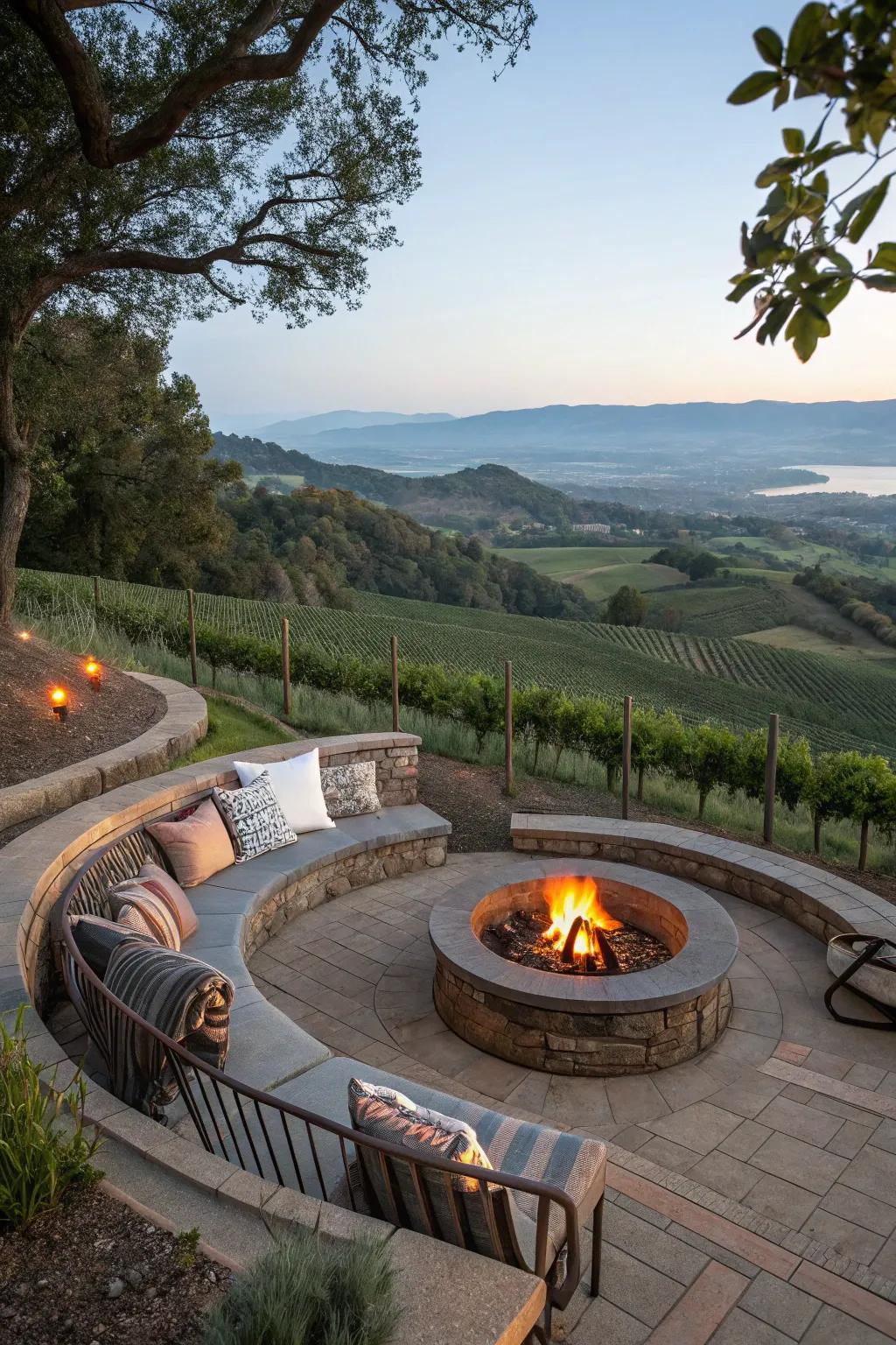 A fire pit with a view transforms chilly nights into cozy, unforgettable moments.