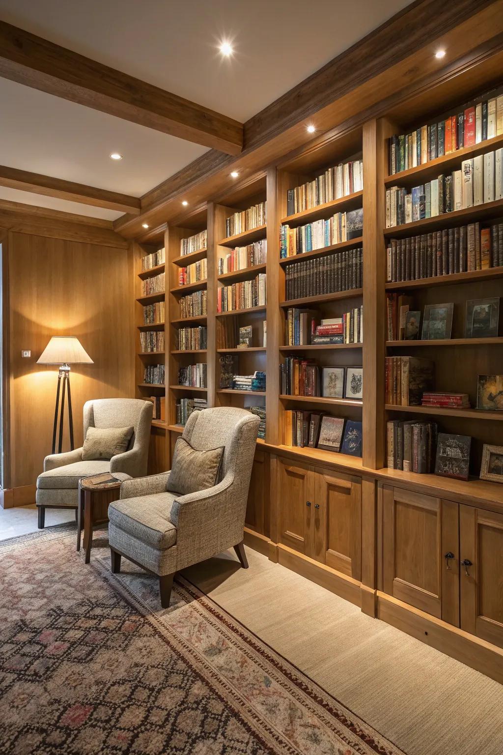 Bespoke built-ins contribute refinement and practicality to your library.