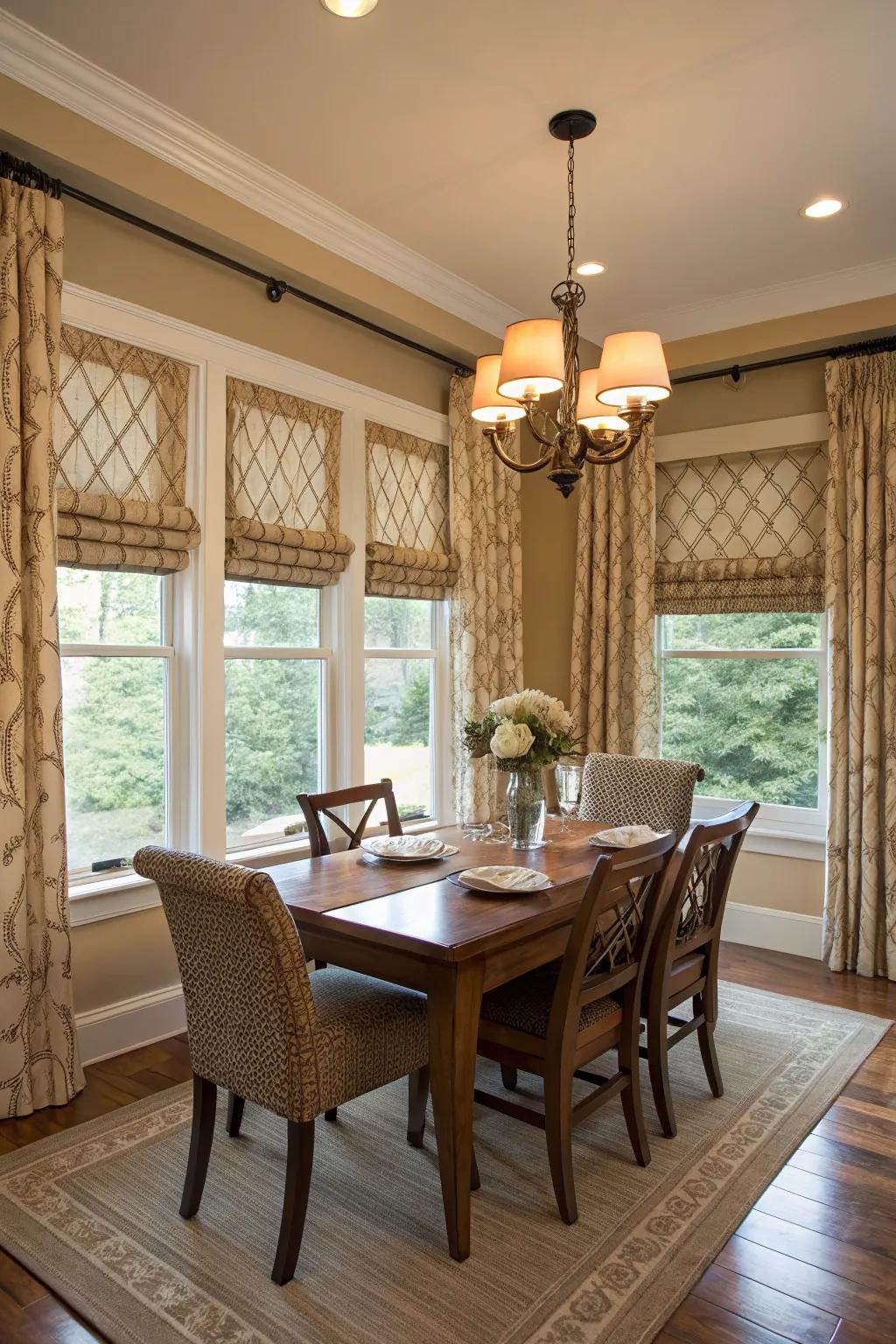 Custom window treatments offer a bespoke and sophisticated appearance.