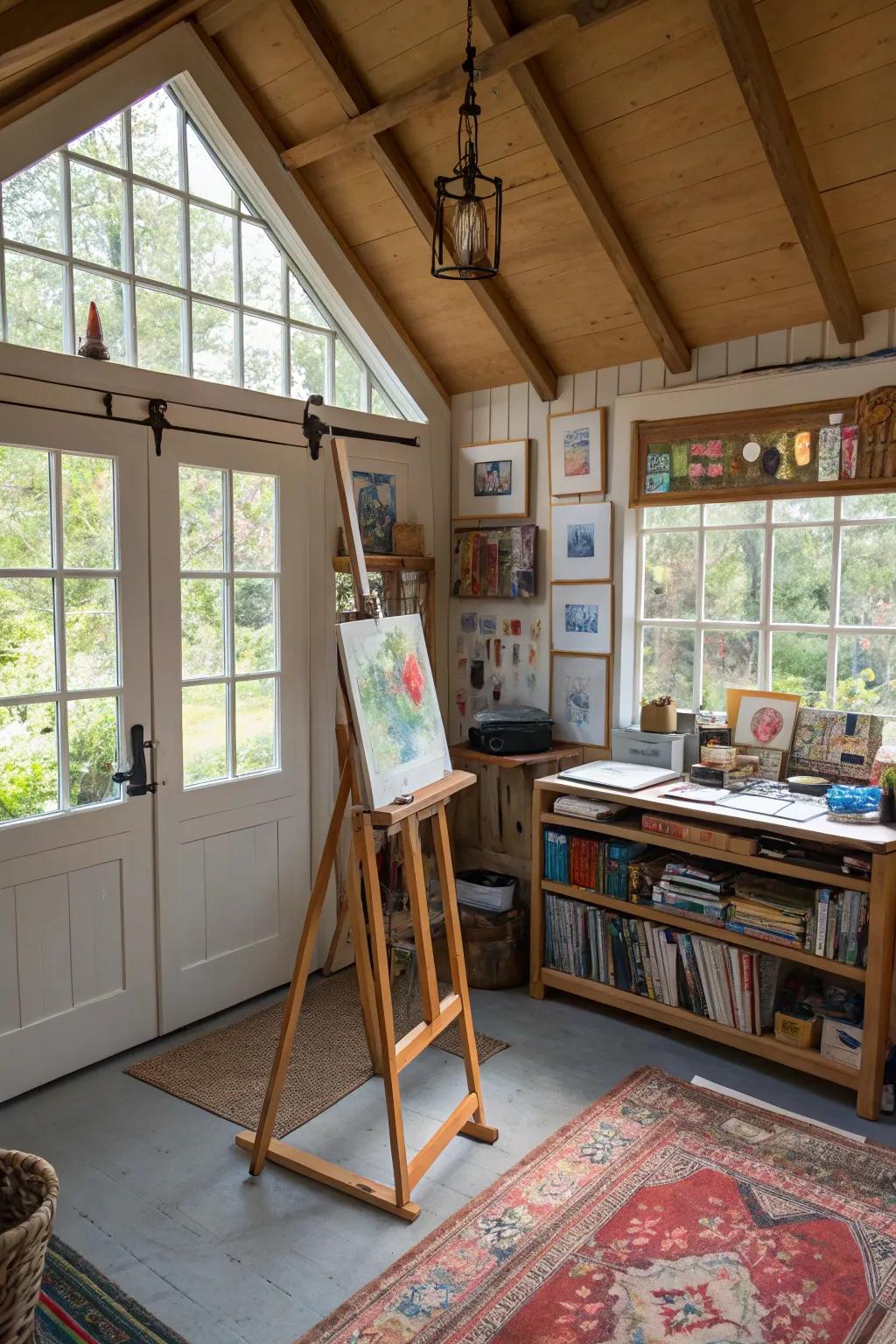 A small garage becomes an artist's studio.