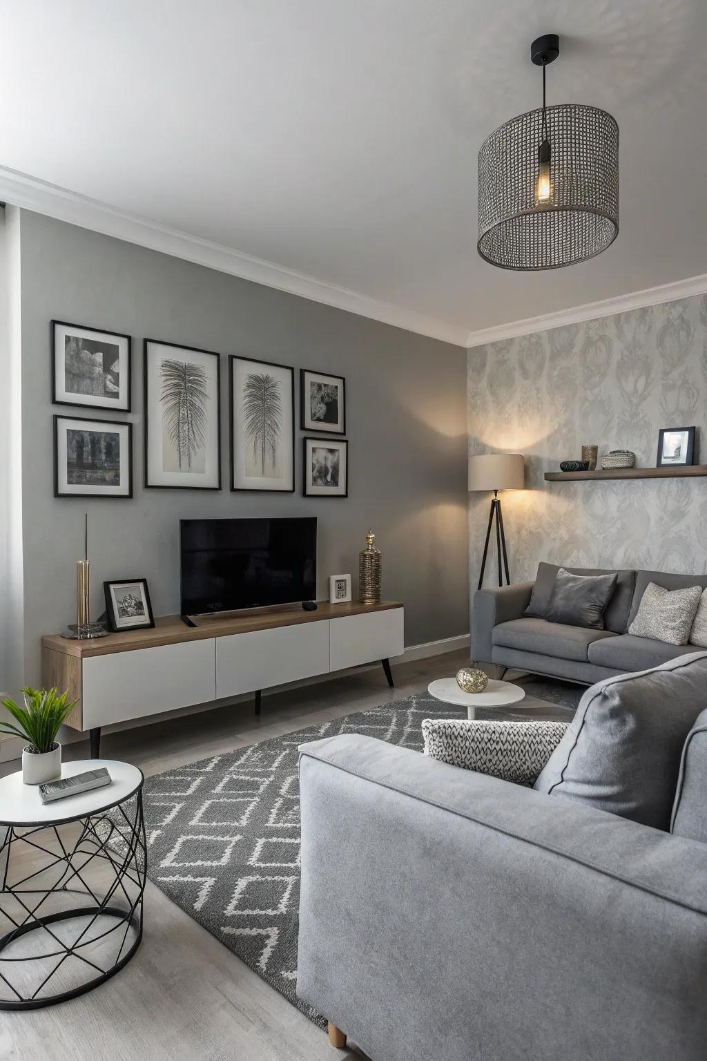 A small living room with a monochrome color scheme for a sleek look.