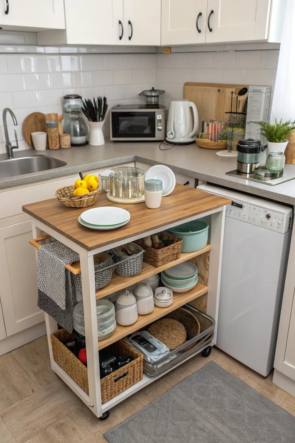 A retractable table featuring concealed storage answers.