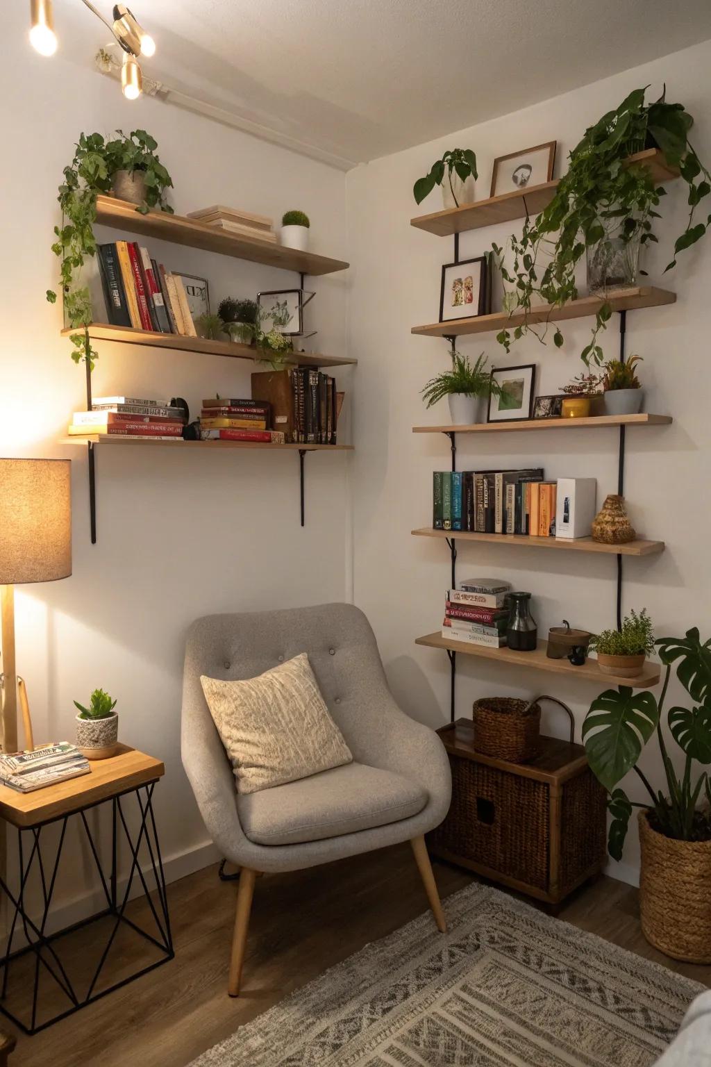 Vertical storage engineered to preserve floor space.