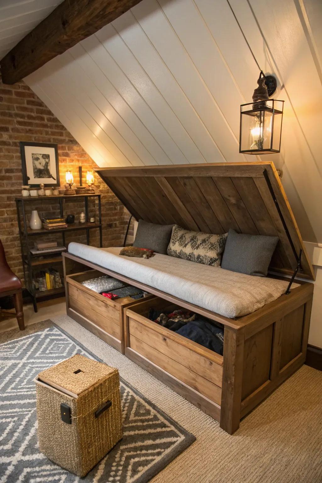 A bench with built in storage is stylish and practical.