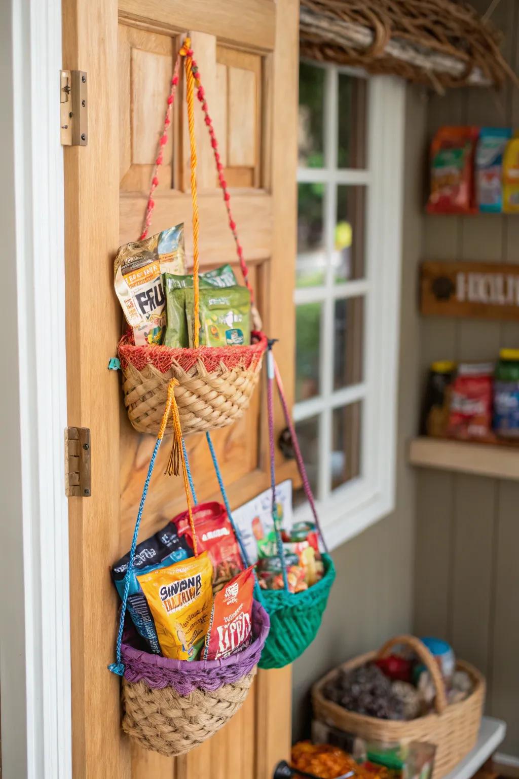 Suspension baskets afford simplified access and conserve valuable space.