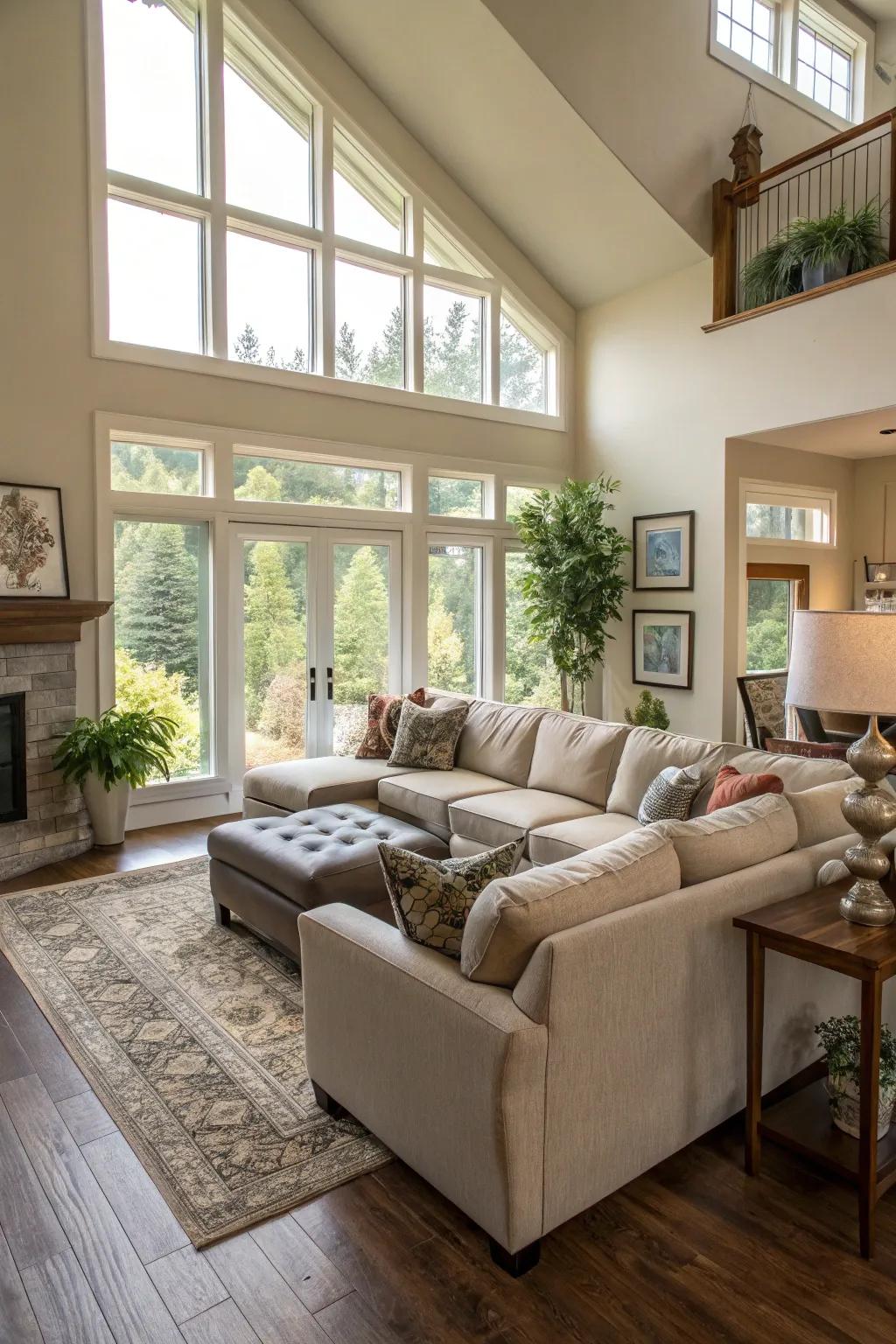A sectional sofa creates a welcoming space for gatherings.