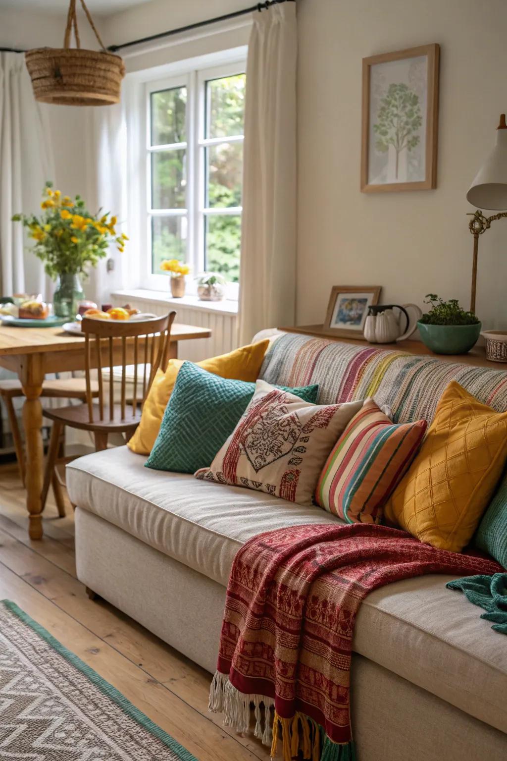 Personalize with cushions and throws to add charm.