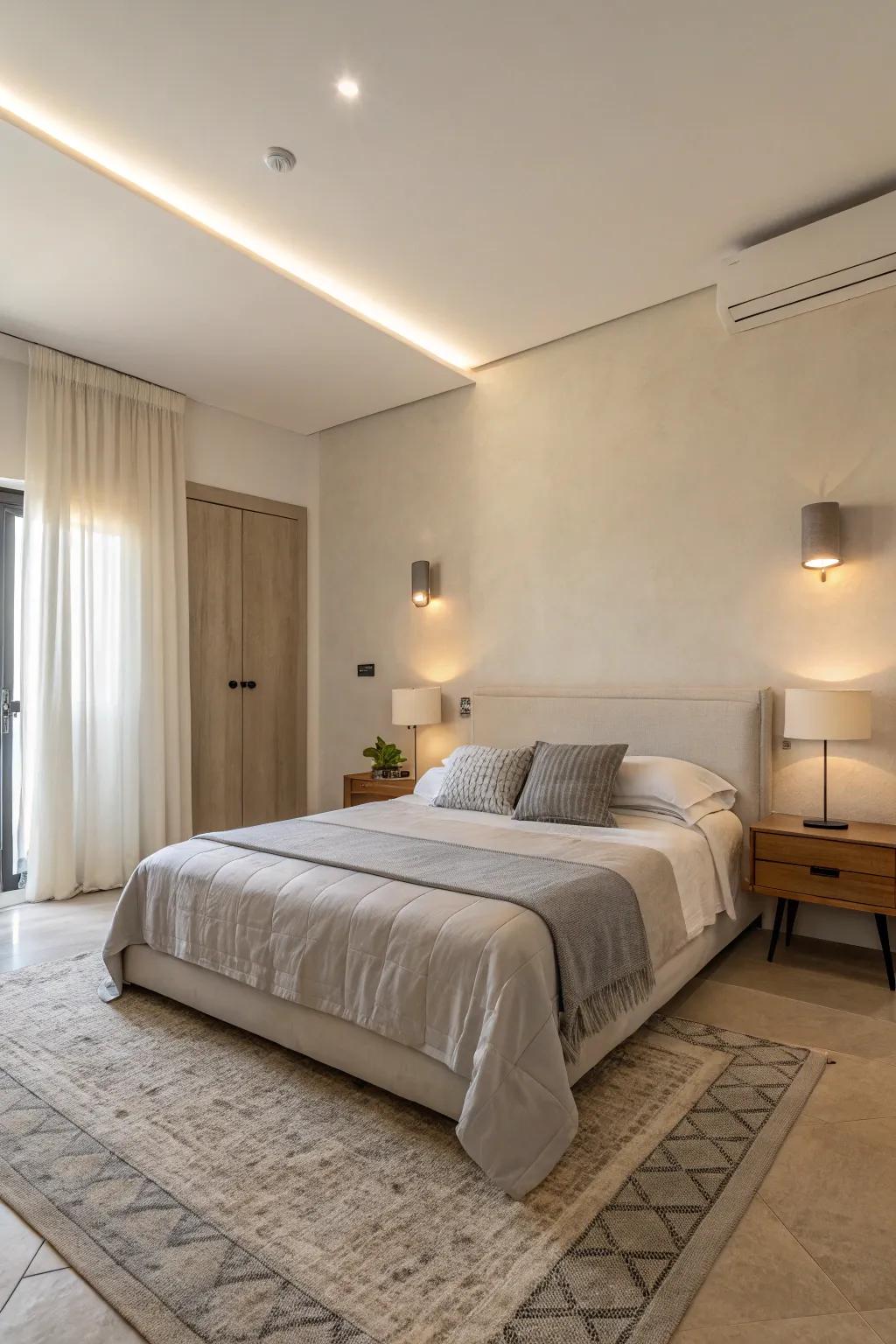 Minimalist design creates a feeling of calm and space in smaller bedrooms.