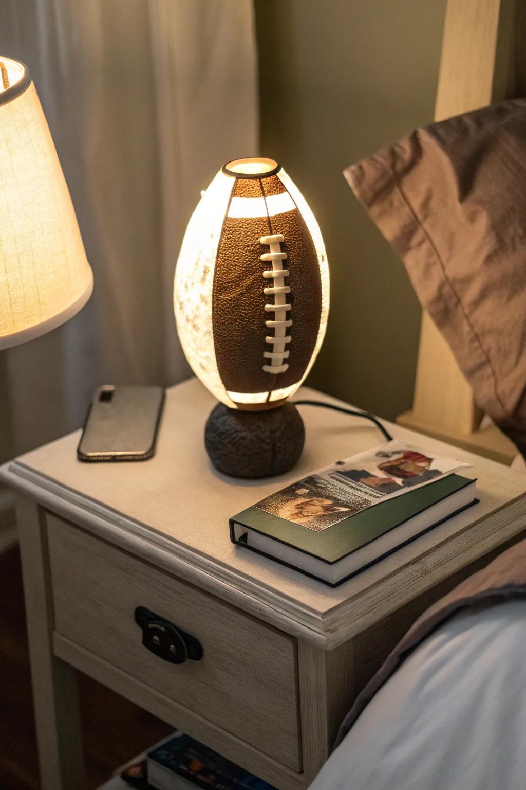 Use sports-themed lighting fixtures to brighten your room.