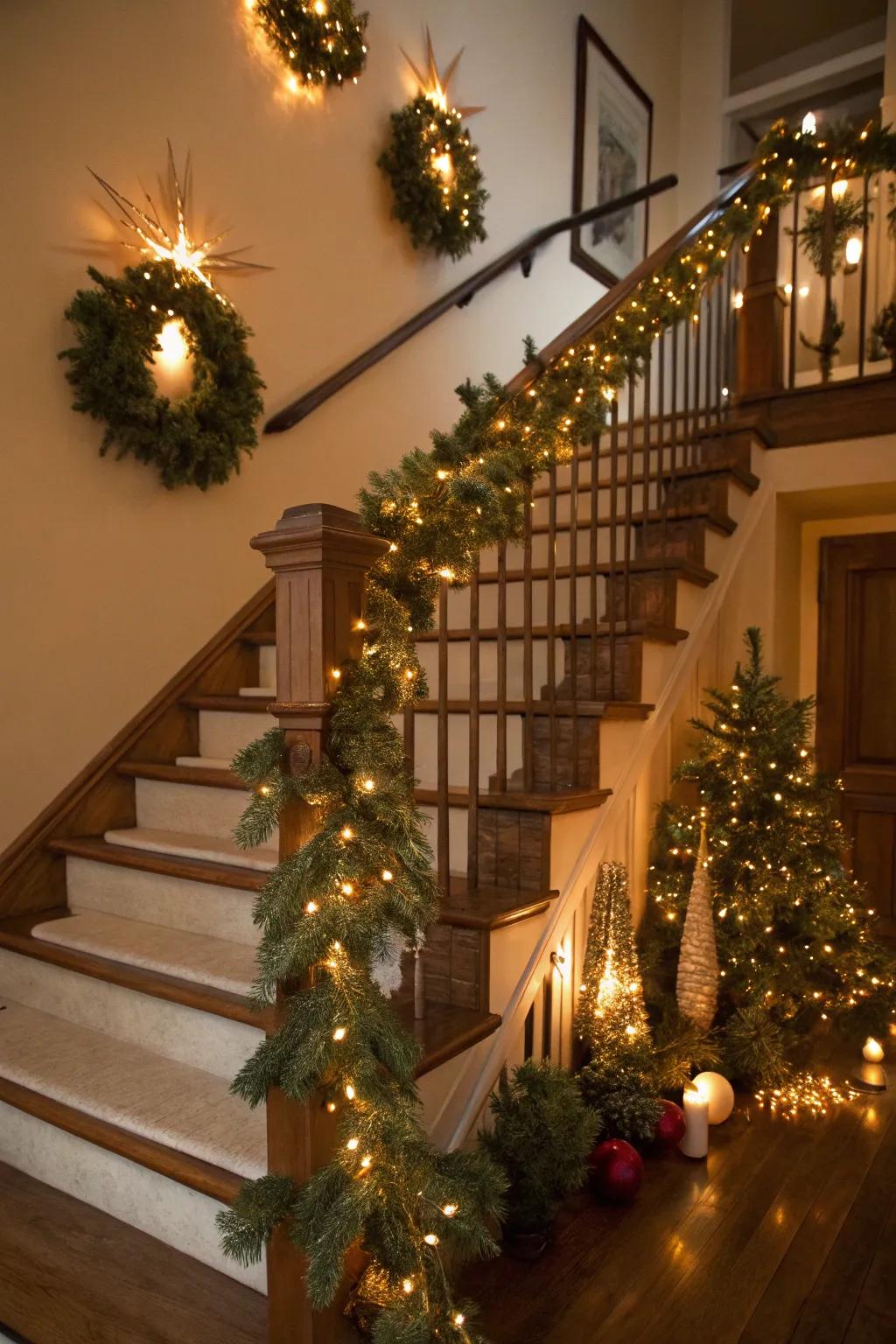 Mark the seasons by decorating your staircase.