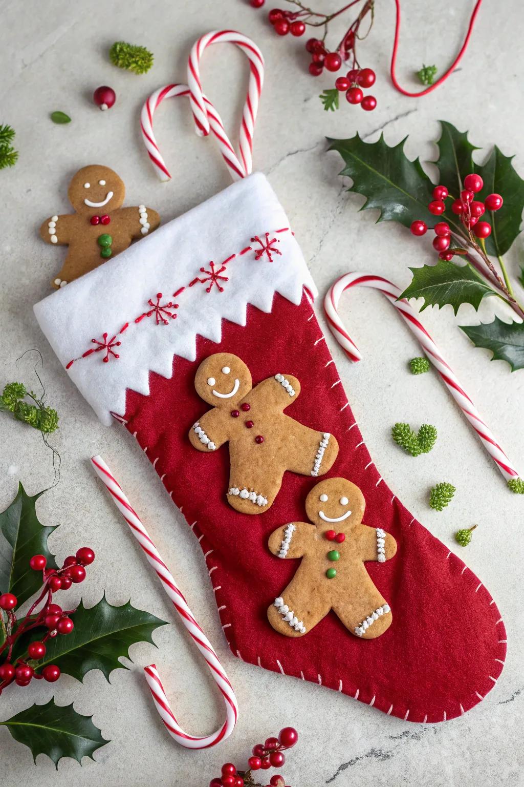 Gingerbread figures contribute a delectable and celebratory charm.