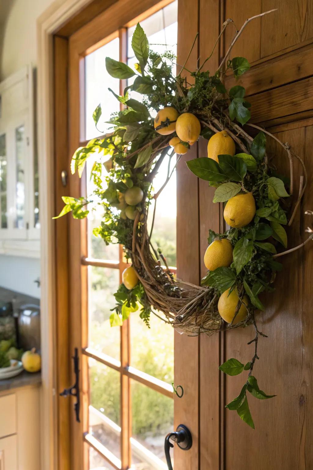 Inject a tangy freshness with a wreath themed around citrus.