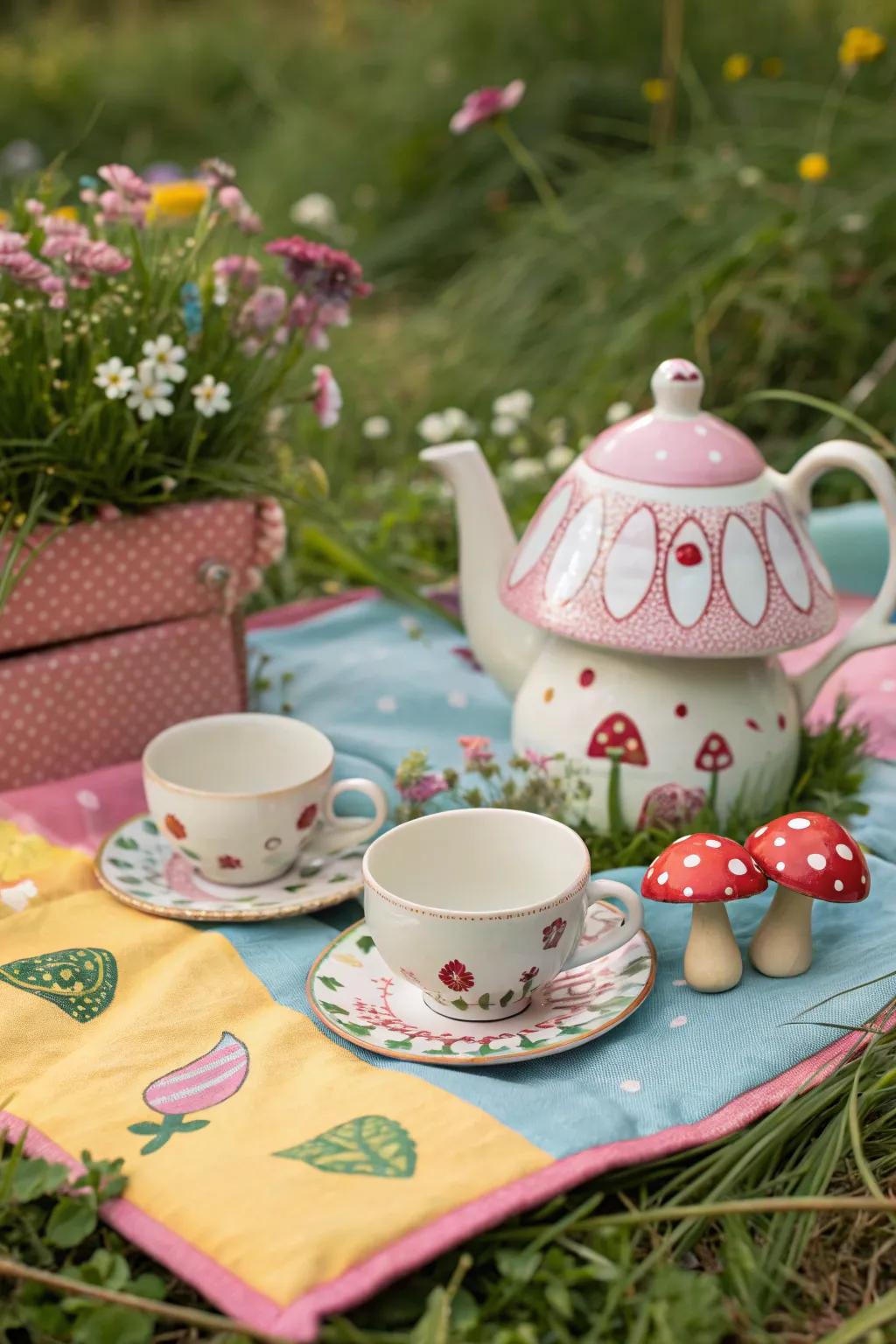 A whimsical tea set featuring playful shapes for an entertaining twist.