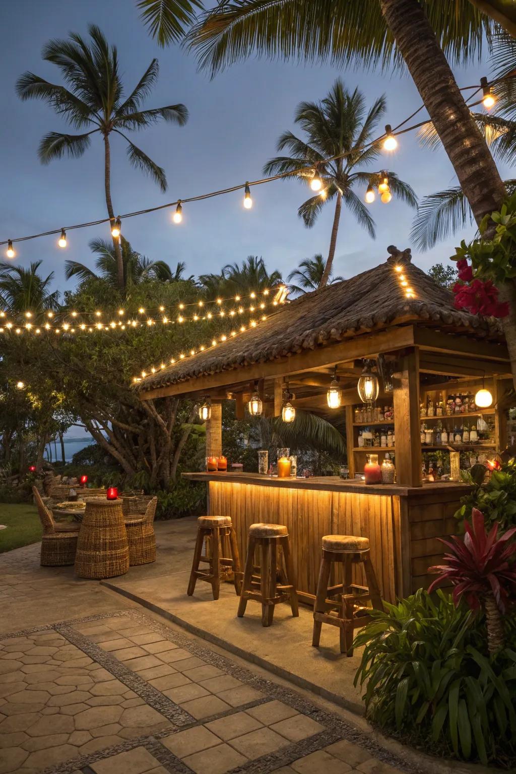 Atmospheric lighting cultivates a welcoming and warm vibe.