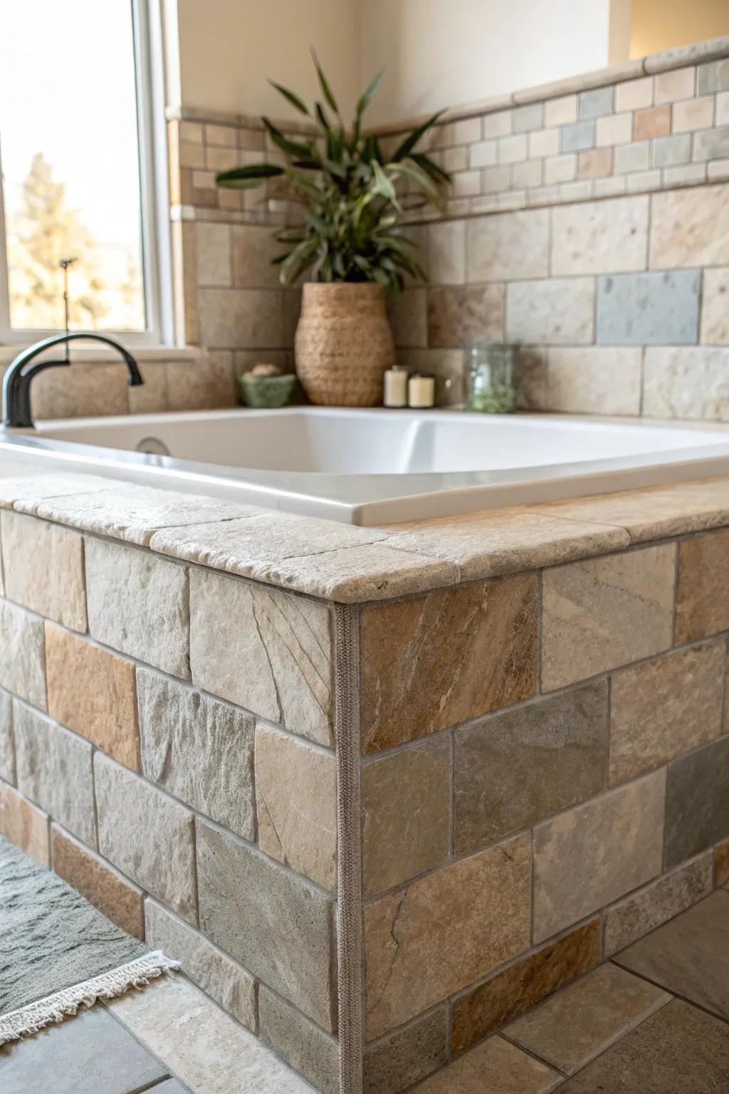 Transform your bathroom into a spa-inspired retreat with the tranquil allure of earth's stone surfaces.