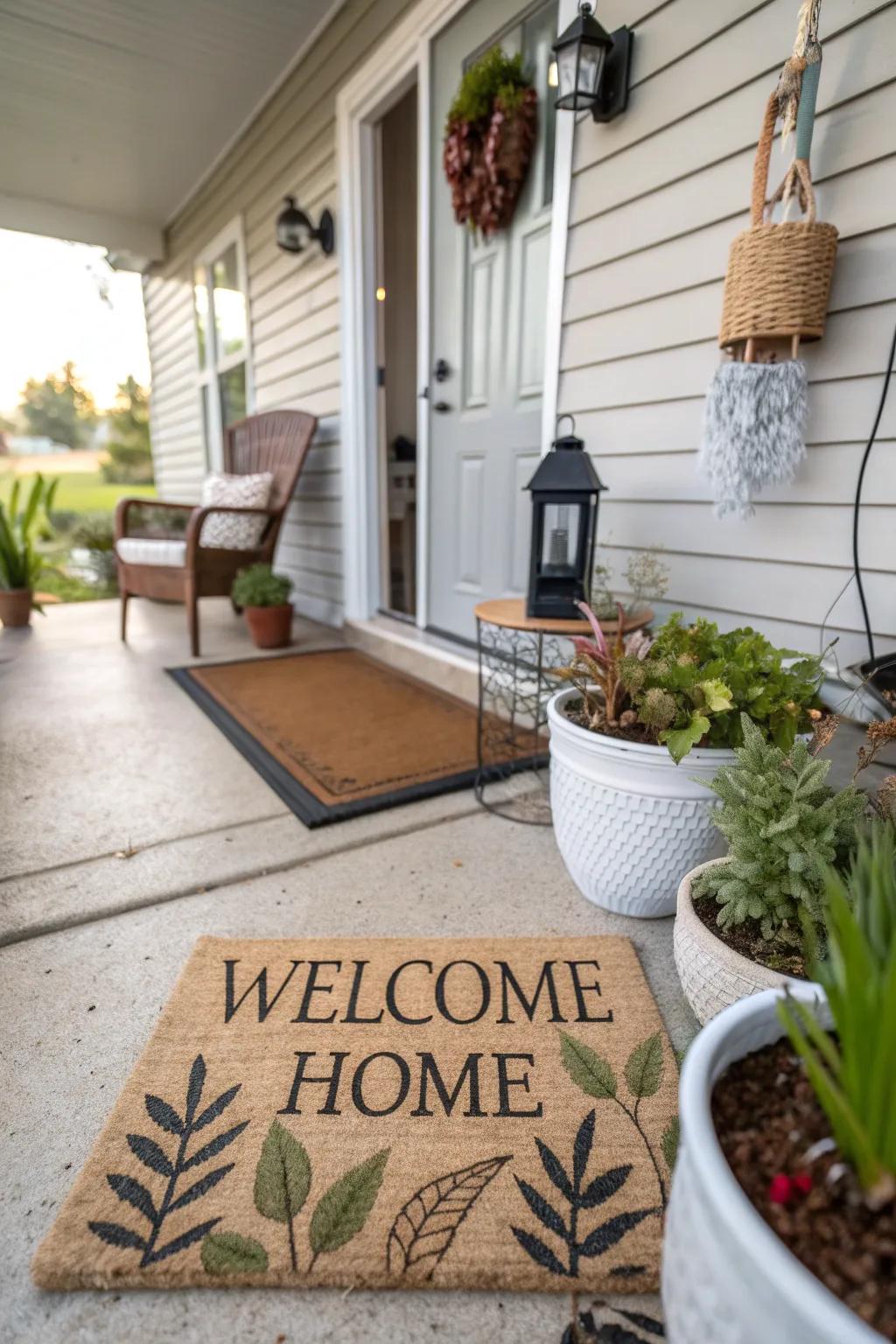 A warm welcome with a tailored mat.