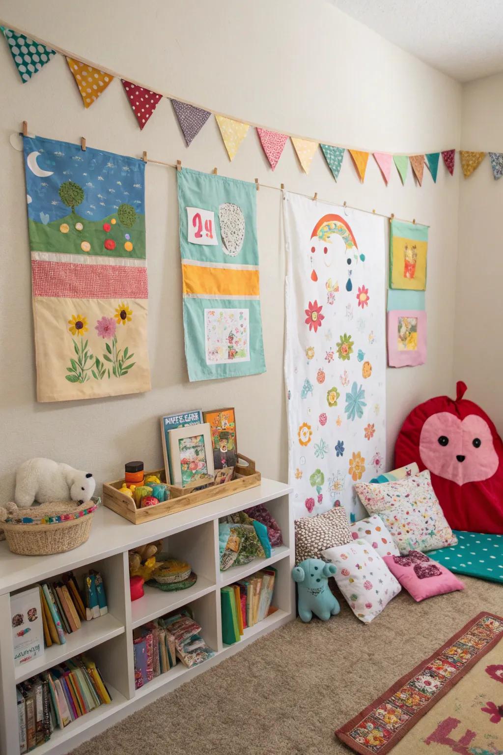 DIY wall art adds a unique touch to the room.
