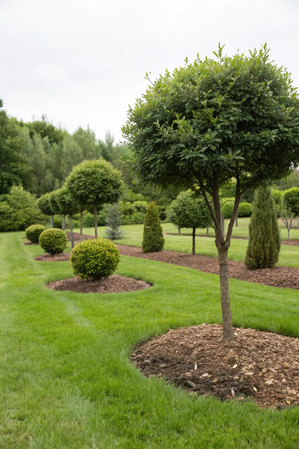 Establish striking center points with separate tree groupings.