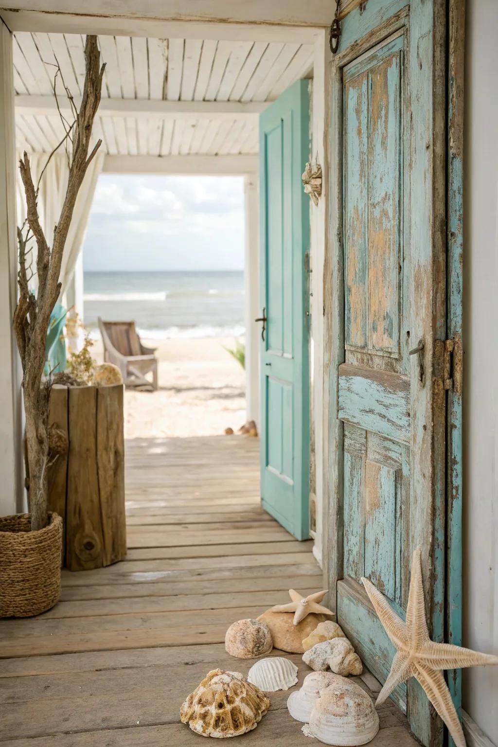 Seaside influences bring a sense of serenity and relaxation to your entryway.