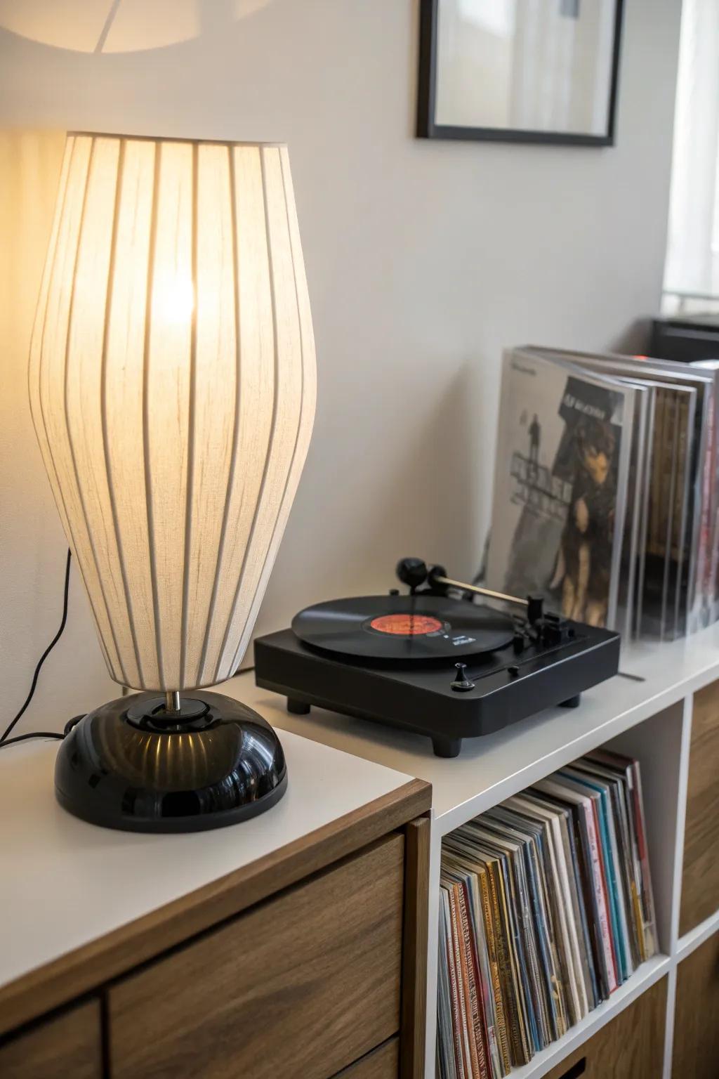 Simple light installation matching a modern turntable.