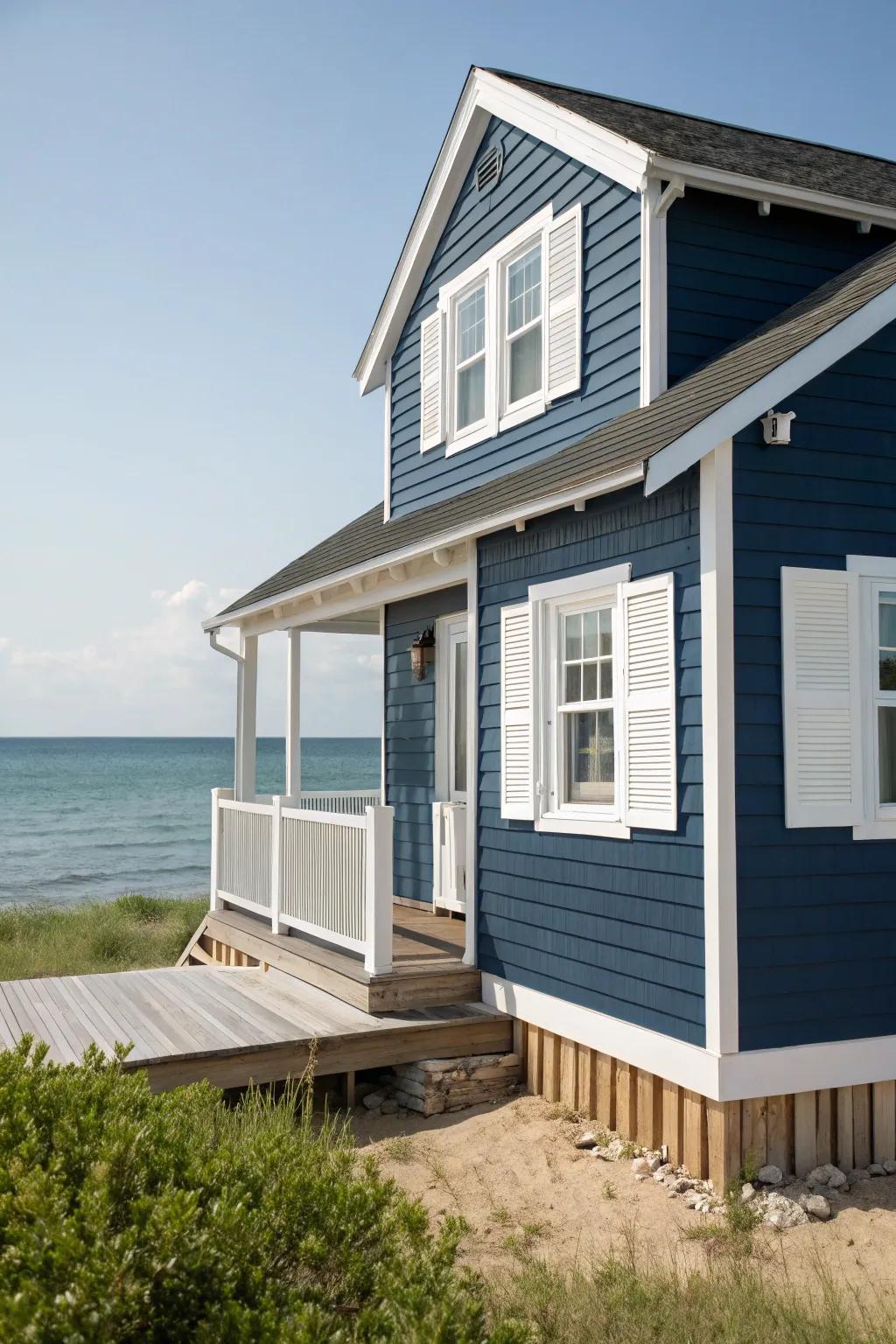Maritime deep blue and white present a quintessential seaside sentiment.