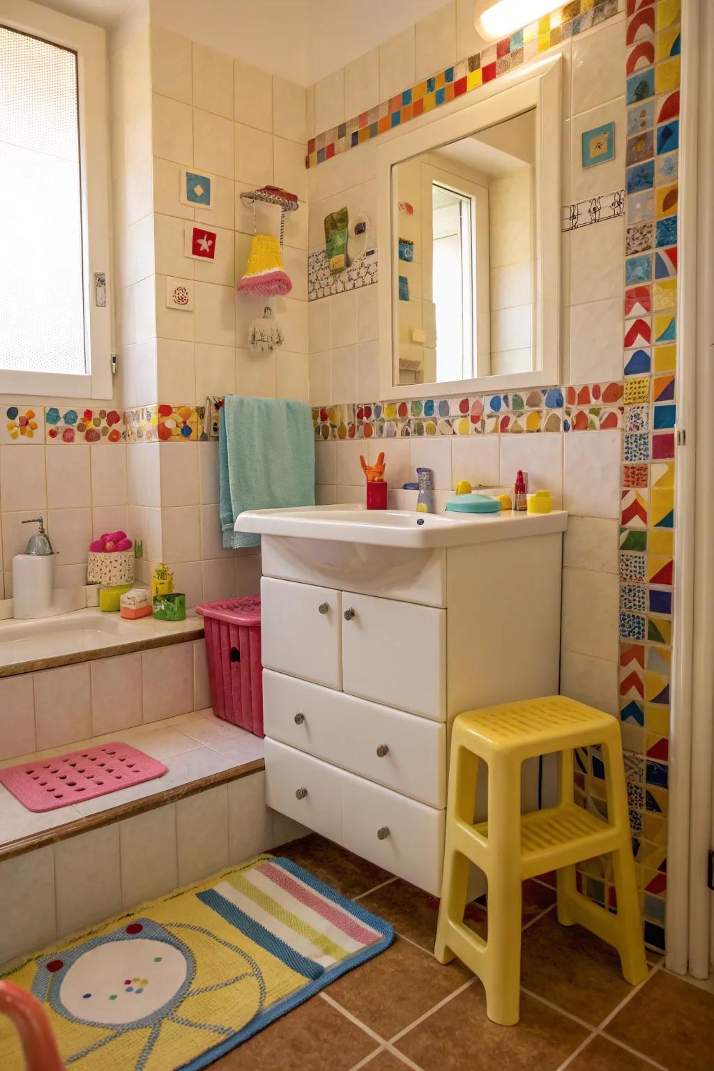 Child-appropriate attributes ensure the bathroom is pleasurable for every age.