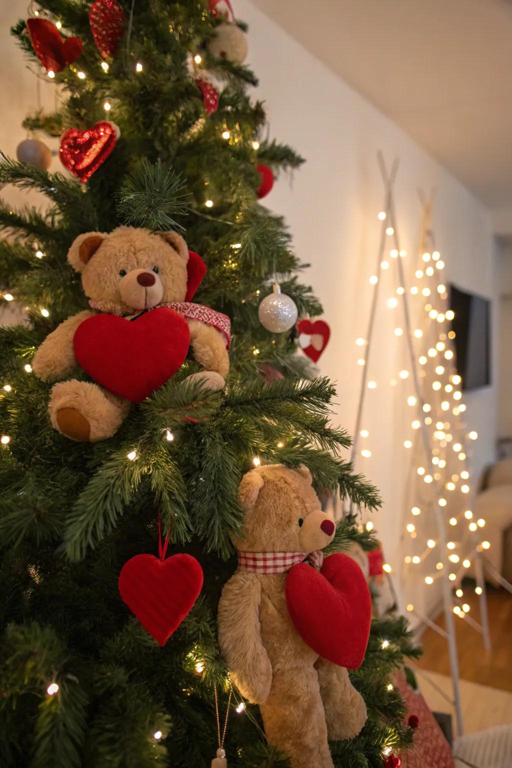 Delicate components impart an inviting and snug atmosphere to your Valentine's tree.