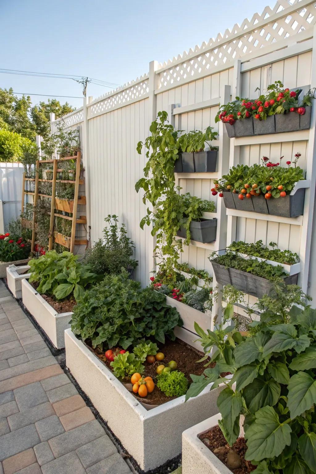 Thoughtful use of space, even in a compact garden, results in substantial harvests.