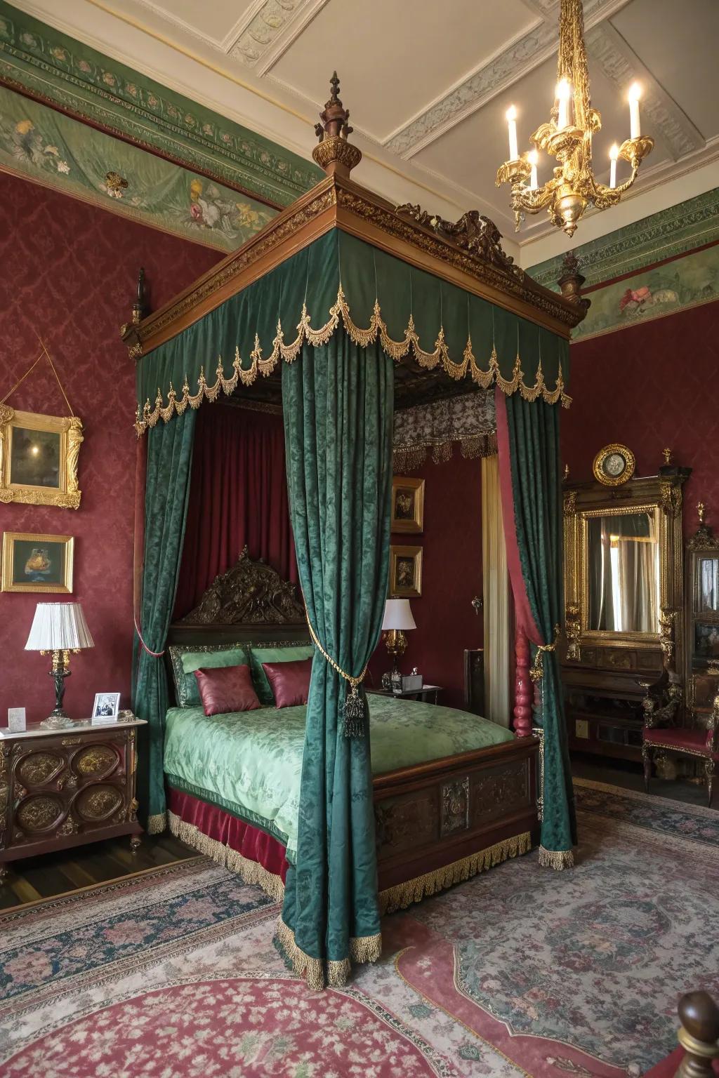 Deep pigments compose a snug and welcoming Victorian mood.