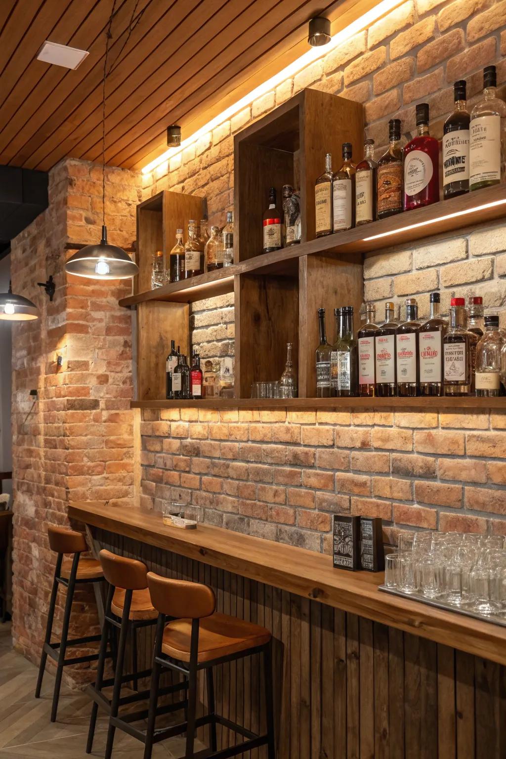 Brick foundations proffer a countryside refinement that enriches any wall bar.