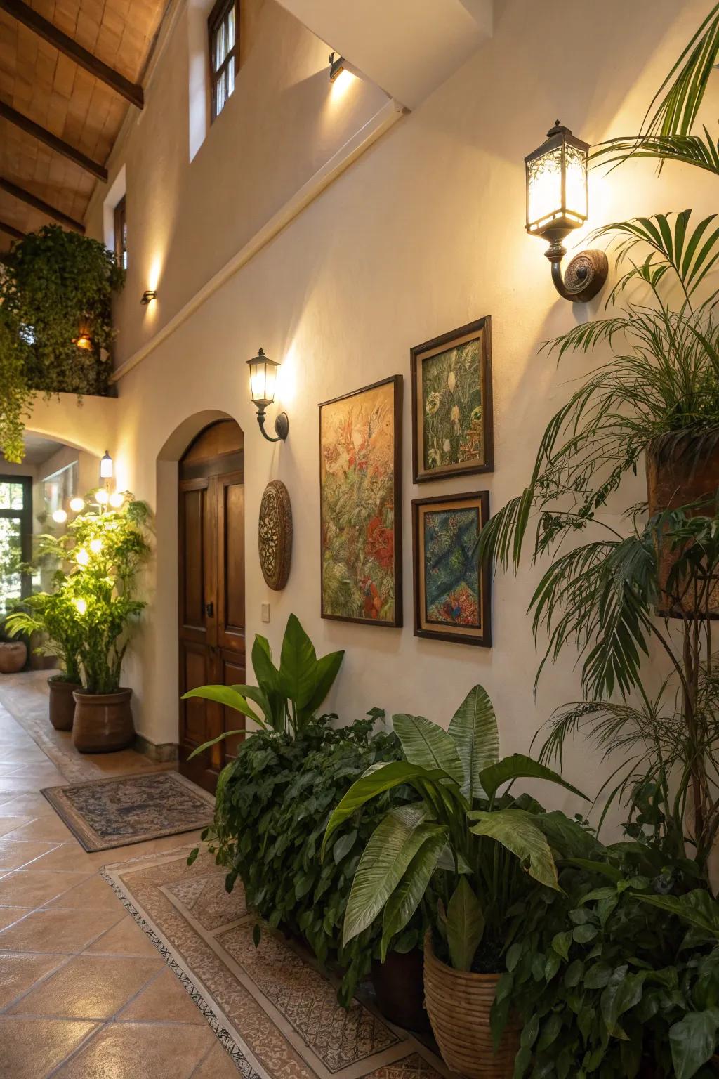 Attain sophistication utilizing wall lights and decor.