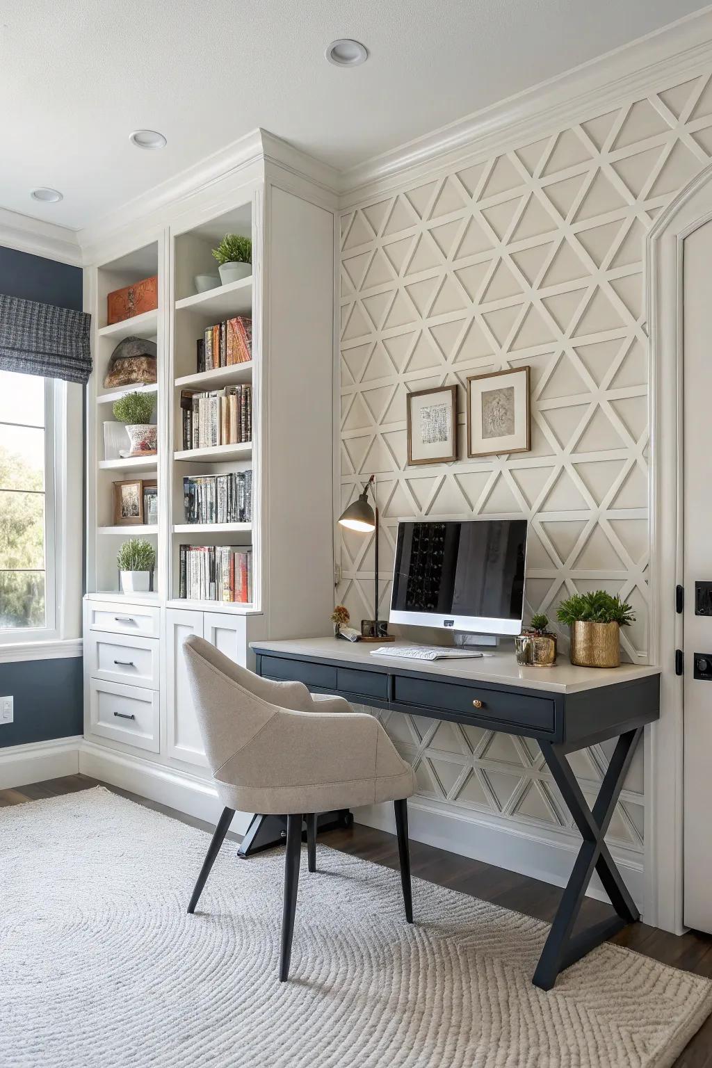 Forge an impression through a geometric statement wall.