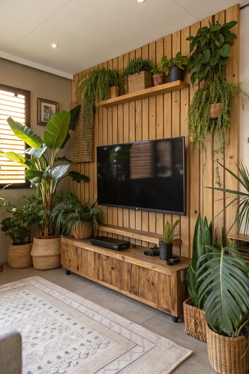 Organic components can breathe vitality into your TV aesthetic.
