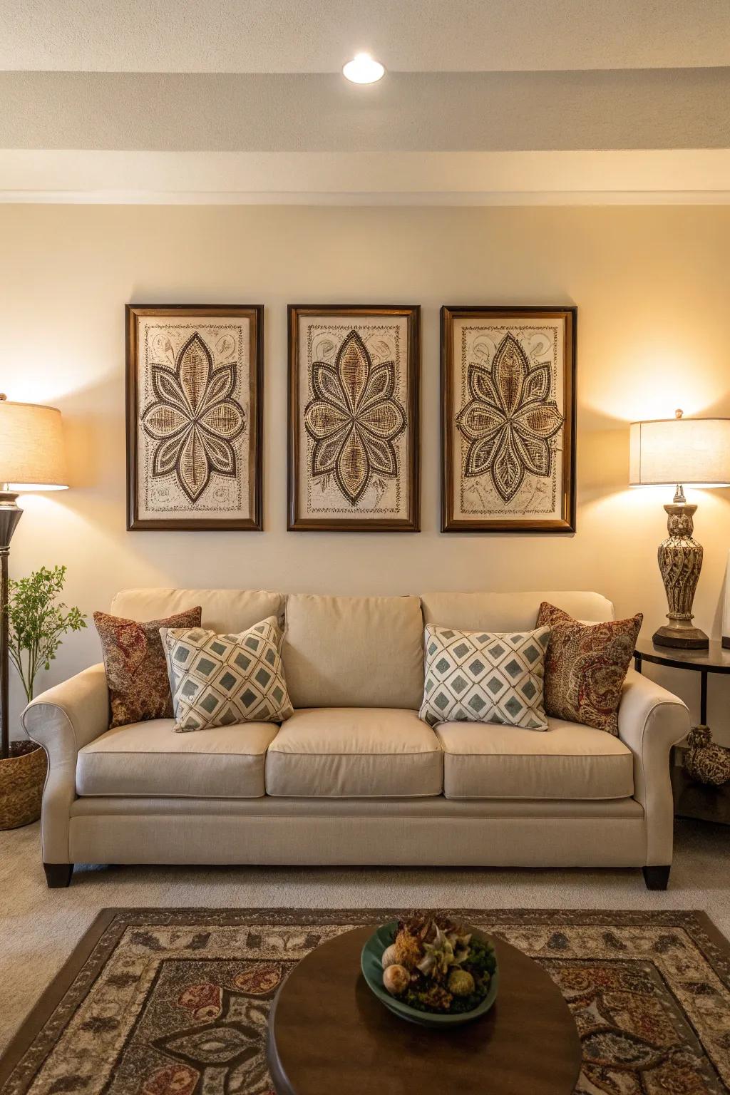 Symmetrical arrangements instill a sense of structure and serenity.