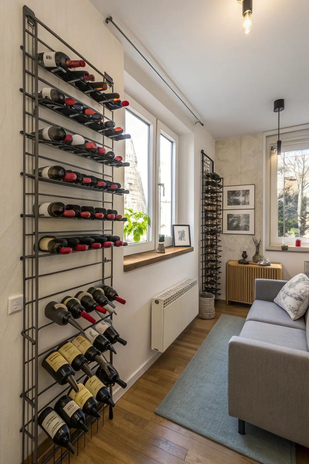Space-conserving racks optimize compact locales.