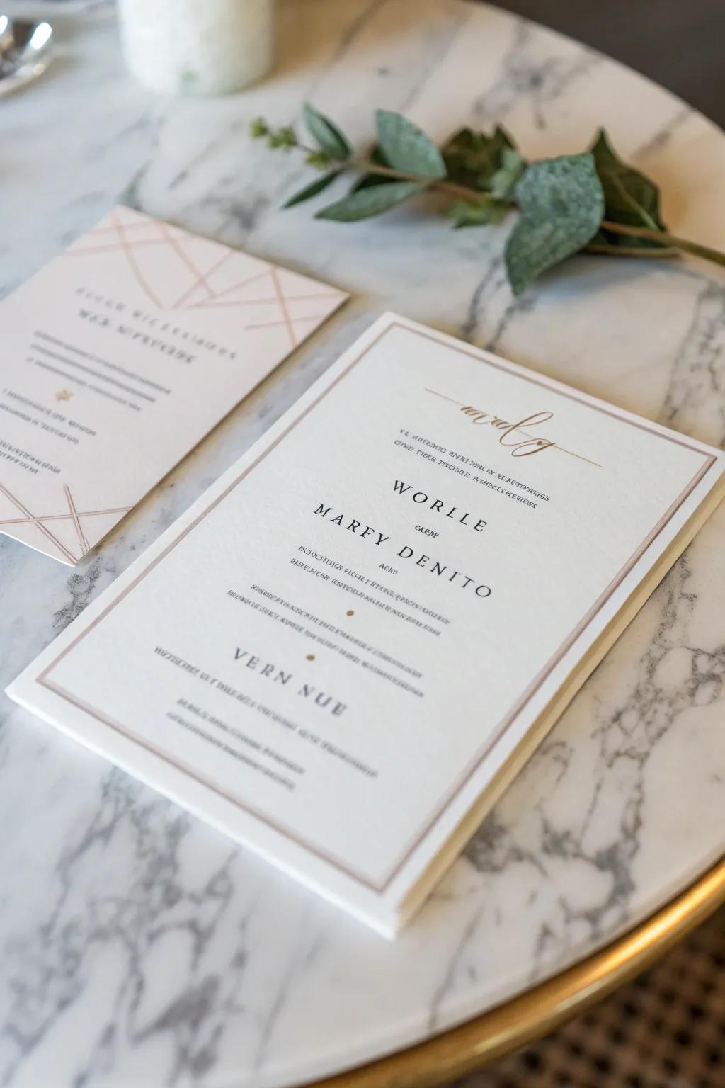 Reductionist wedding announcement showcasing a streamlined and contemporary design.